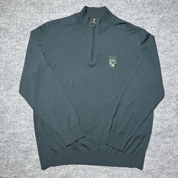 Barbour Other - Barbour Quarter Zip Green Wool Sweater Size XL 1804 Crest Long Sleeve Crew Neck